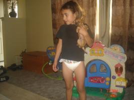 Diaper girl with puppy