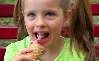 Little girls love ice cream