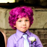 boy with purple curls