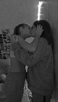 Tween girls kissing