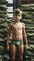 Boy in underwear camouflage green 1