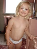 5 Year old girl in diapers