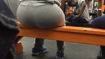 Black 15yo with a fat ass in sweatpants sitting down high school