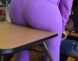 Black 15yo fat booty in tight purple sweatpants in class