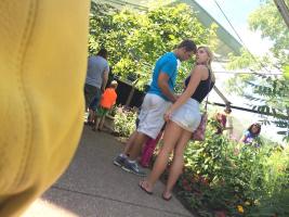 Beautiful White girl at the zoo with nice ass