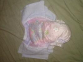 Diaper after night on the bed