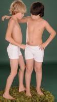 two cute boys in tight white undies