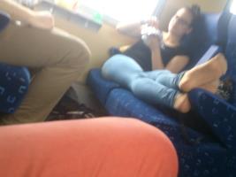 NN Girl feet on train candid
