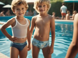 Underwear boys in the pool