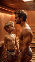 Boy in sauna